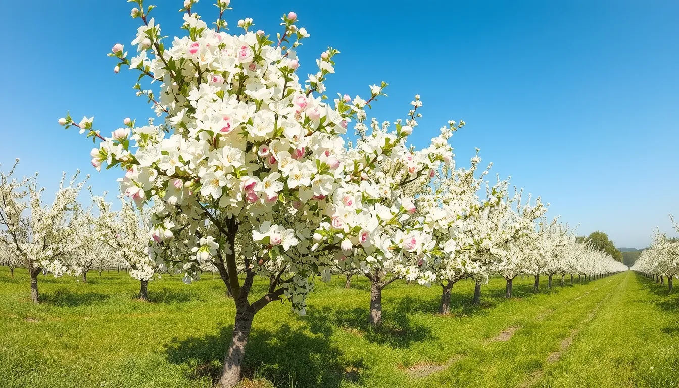 pommier en fleur saison