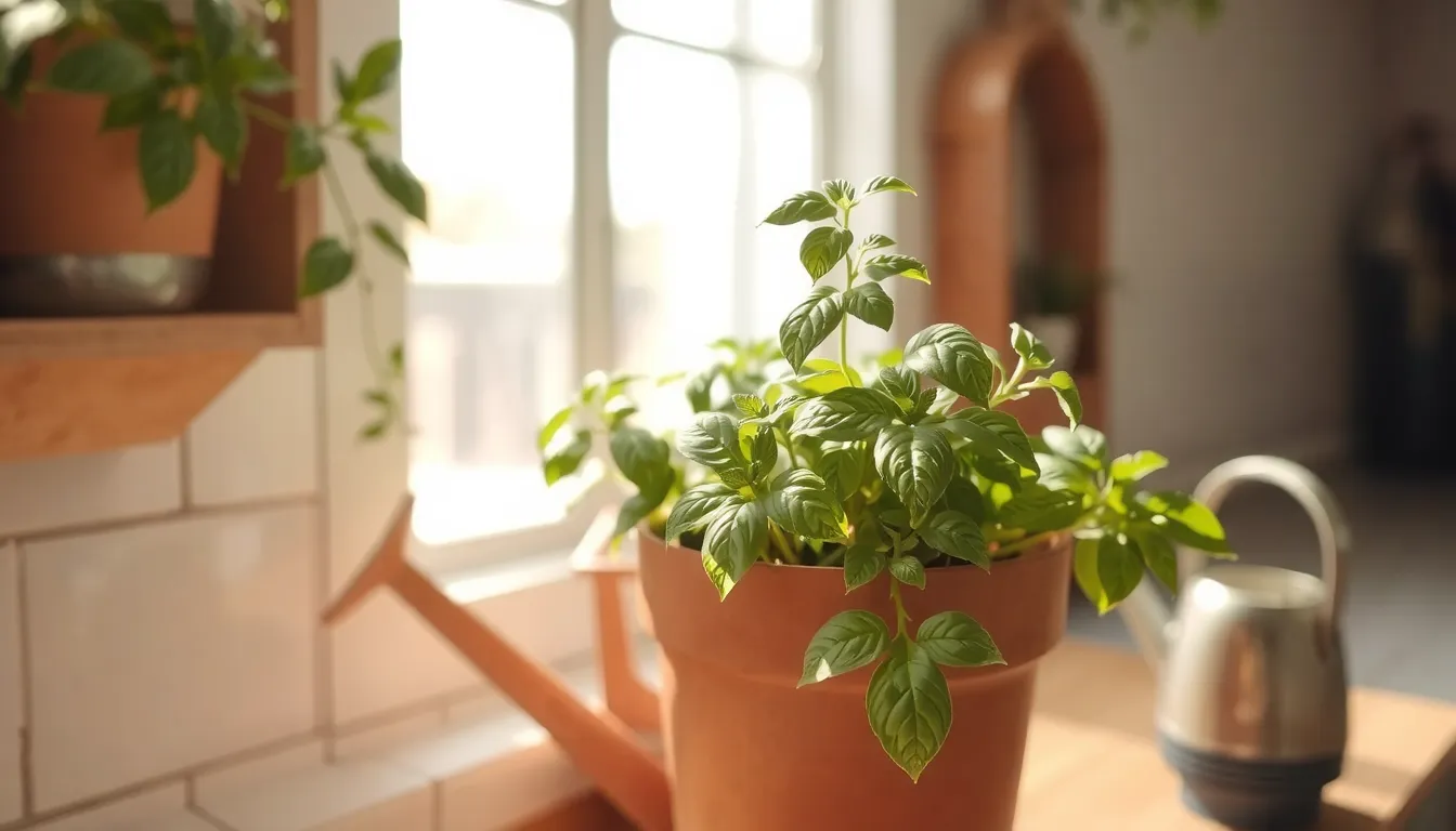 basilic en pot intérieur
